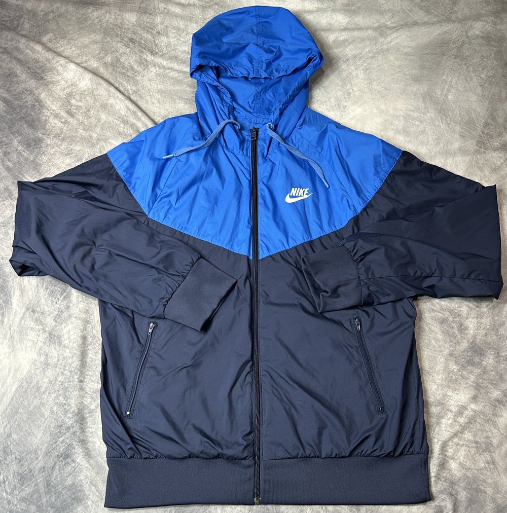 Nike Sportswear Jacket Mens Large Blue Hooded Full Zip Windbreaker 274025-452